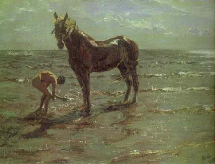 Valentin Serov Bathing of a Horse Sweden oil painting art